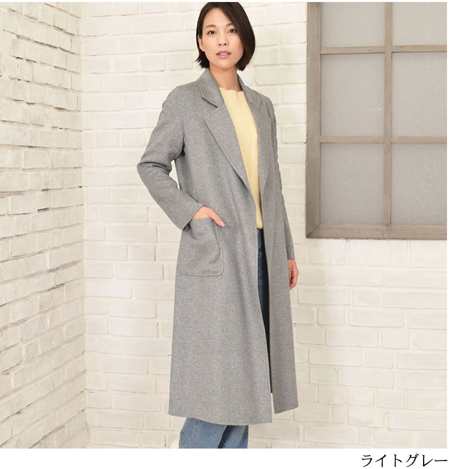 フォクシー　カシミヤ100%フーデットコート　ダブルフェイス　L グレー フォクシー カシミヤ100%フーデットコート ダブルフェイス L