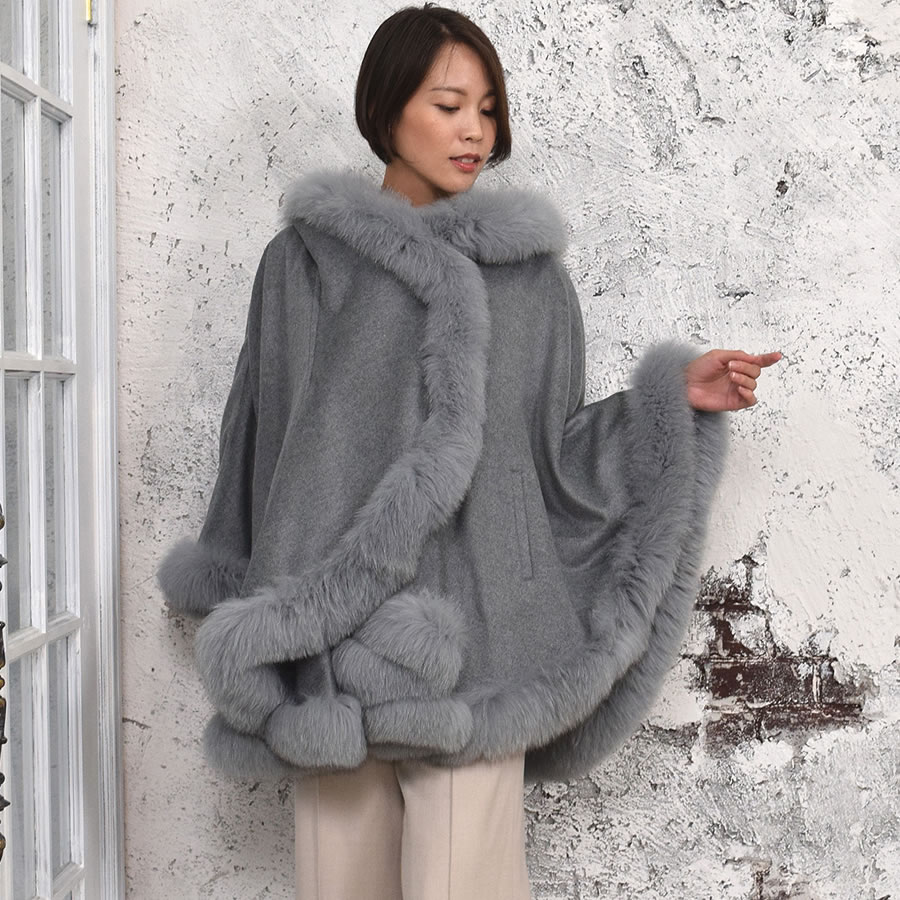20％OFF】日本製 カシミヤ 100％ SAGA フォックス ケープ [Merfirge 