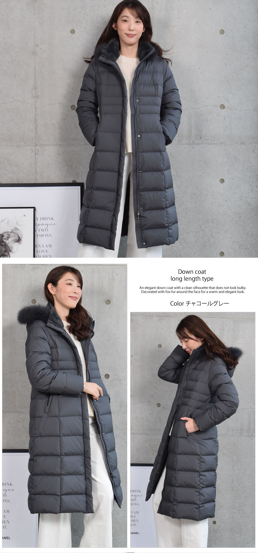 ダウンコート レディース ロング丈コート Merfirge ダウン90% (D3412