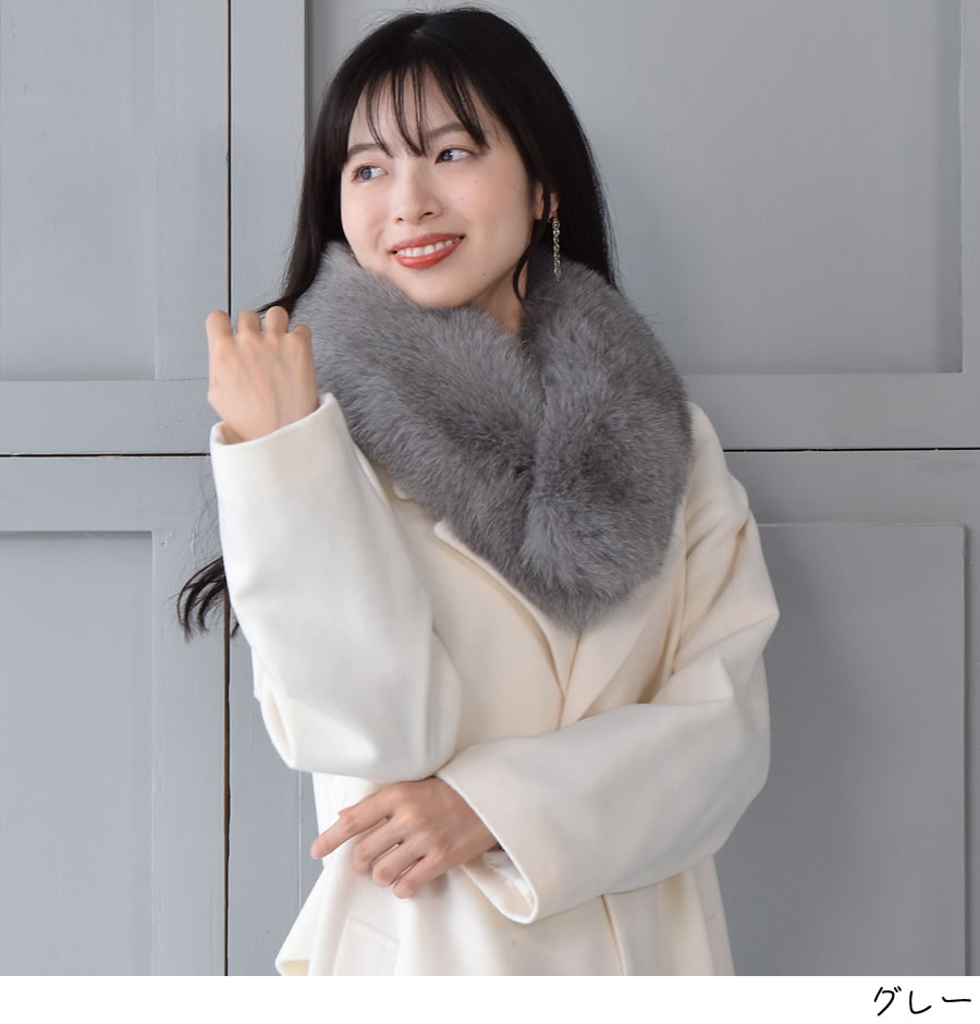 sagafur パープル フォックスファーマフラー1 snoopy様 フォックス ファー マフラー<br>日本製 SAGA サガ シルバー