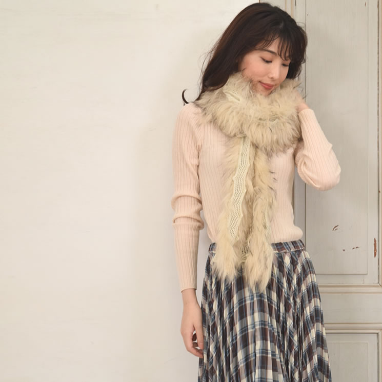 25%OFF会員価格適用外】ニット&ラクーンファーストール(NR2147) 25%OFF会員価格適用外】ニット&ラクーンファーストール(NR2147)